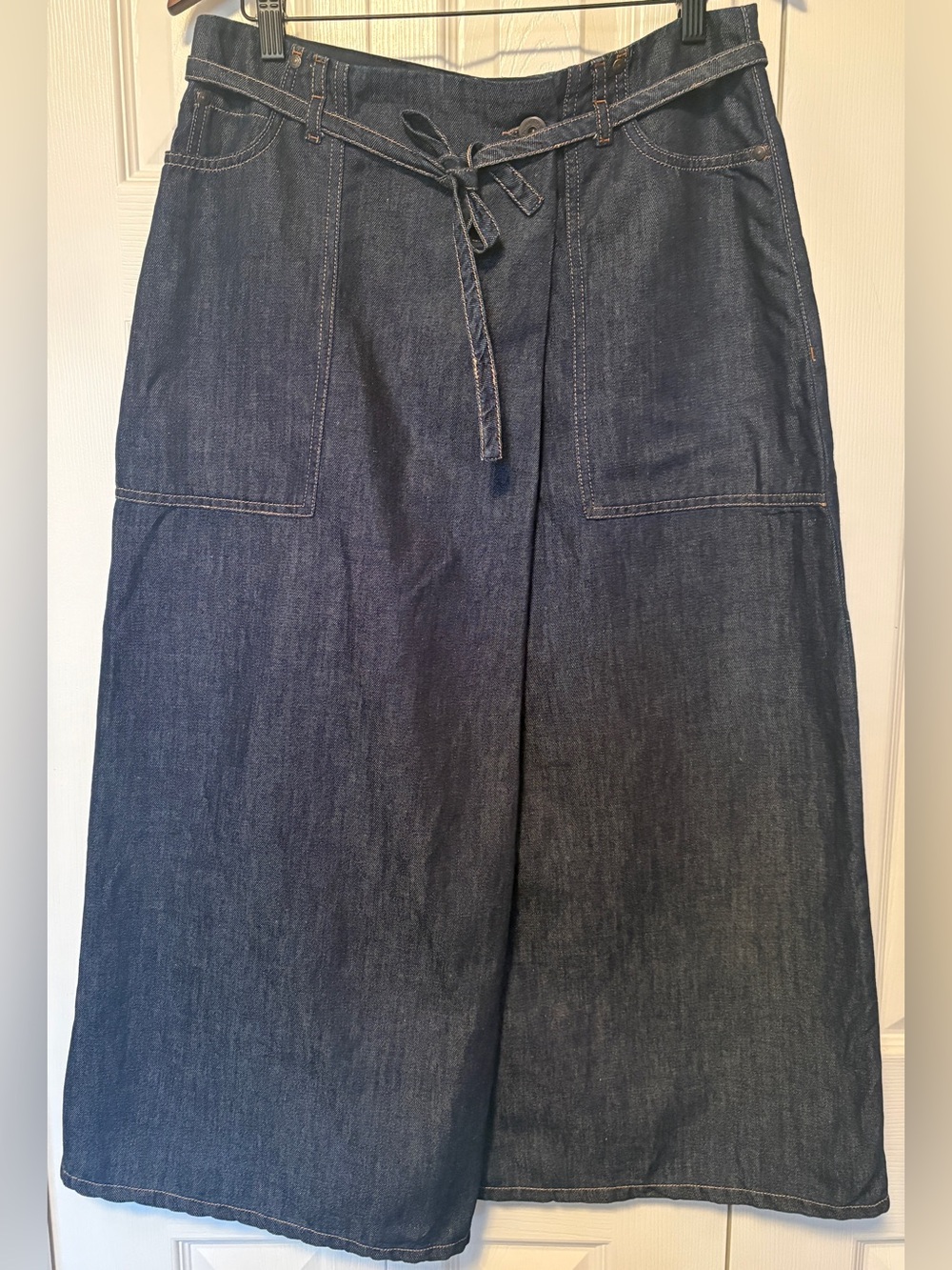 Weekend MaxMara Women's Fischio Cotton Linen Denim Wrap Skirt Size 10